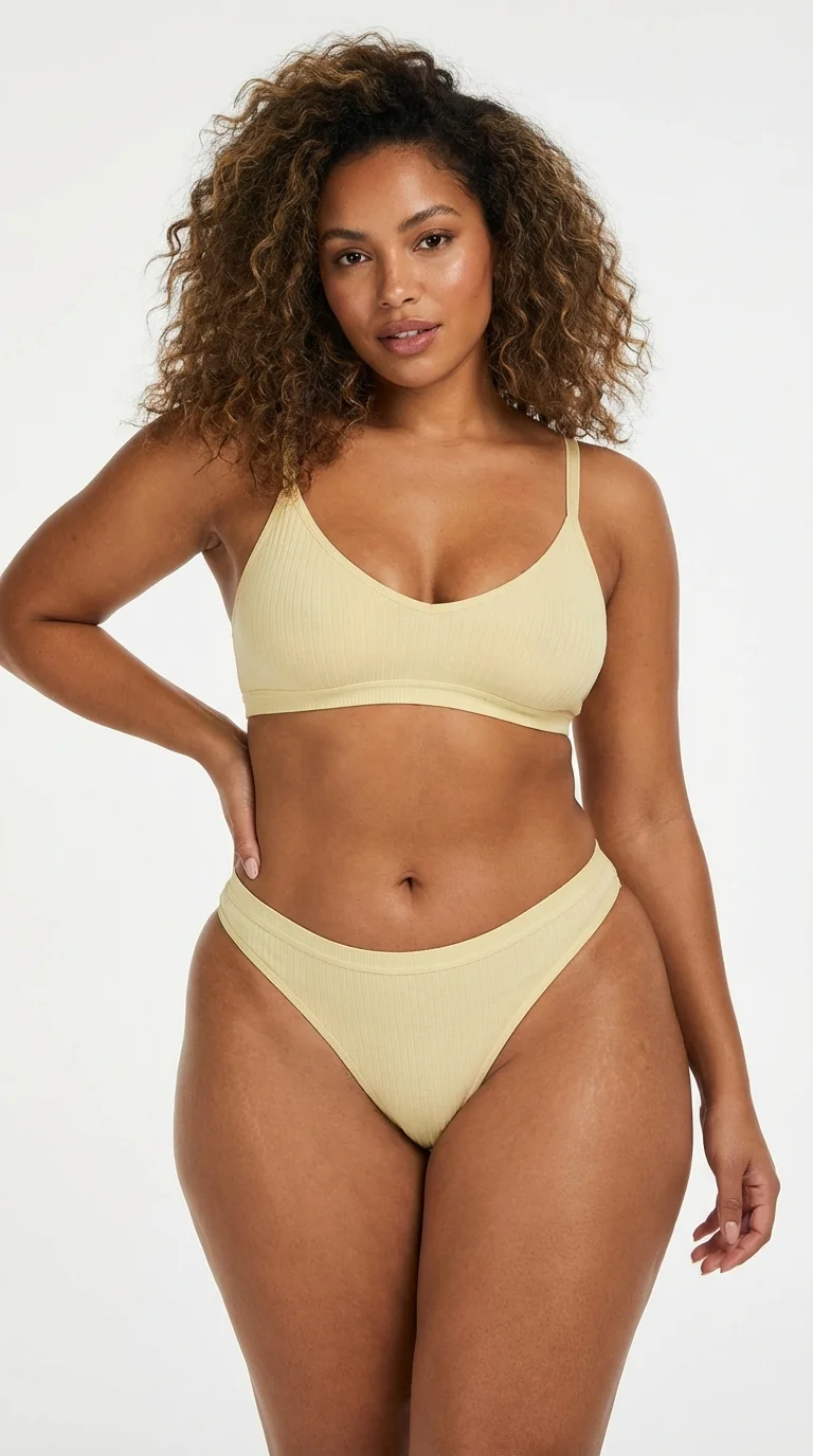 Fitilli (Ribbed) Ribana Tanga Soft Primrose - Aktif Kullanım Detayı